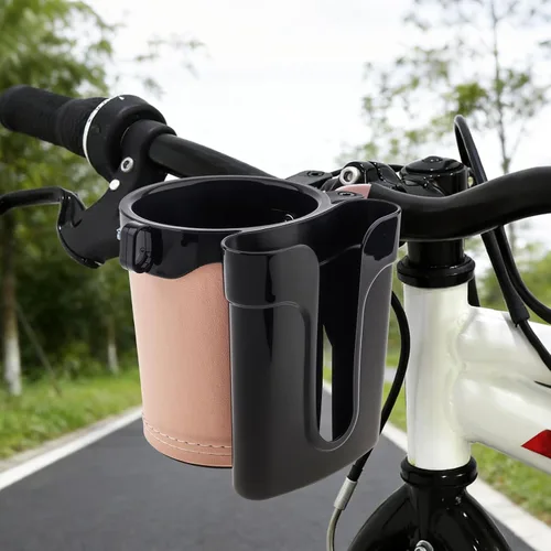 Vista 8 de Portavasos para bicicleta 3 en 1 con gancho para llaves de teléfono celular, soporte universal para botella de agua para caminante/silla de Beige