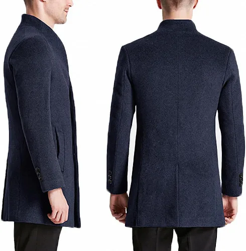Vista 5 de FASHINTY Men's Classical France Style Warm Wool Coat #1W1F153160123