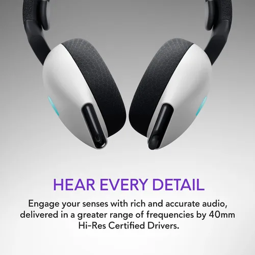 Vista 5 de Alienware AW720H Auriculares inalámbricos para juegos de modo dual - Sonido espacial Dolby Atmos, inalámbrico 2.4 GHz, cable de conector de 0.138