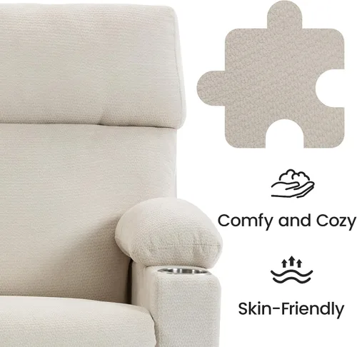 Vista 9 de Mecedora para guardería con reposabrazos ajustables, silla mecedora Beige