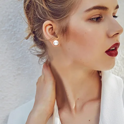 Vista 13 de SmileBelle Aretes tipo dormilona para mujer, de plata de ley de 18 quilates, con turquesa, como regalo de cumpleaños, aretes de cristal de perlas