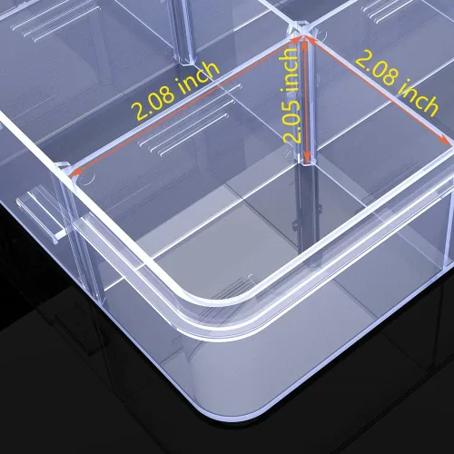 Vista 3 de Caja organizadora grande transparente, caja organizadora de 12 rejillas con divisores extraíbles para joyas, almacenamiento de cuentas, contenedor