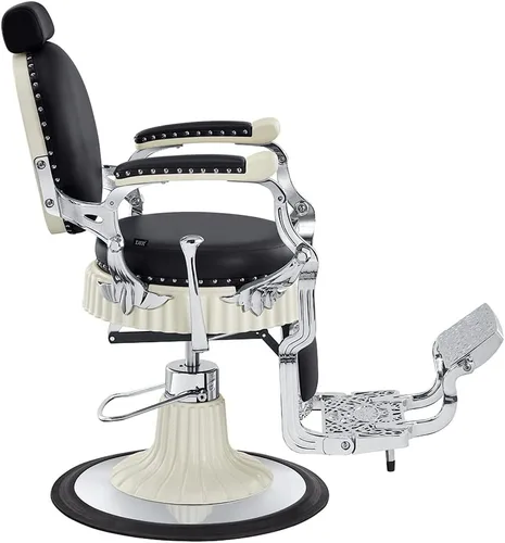 Vista 5 de Dir Silla de peluquero hidráulica resistente, sillas diseñadas antiguas de la peluquería Mikado-Black