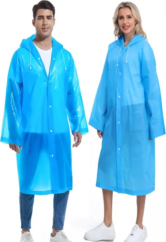 Vista 130 de 2 abrigos de lluvia de Borogo para adultos, chaquetas de lluvia reutilizables para hombres y mujeres