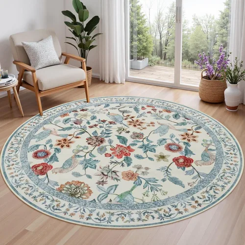 Vista 10 de Rugalia Alfombra de pasillo floral azul, alfombra lavable de 2 x 6 pies para pasillos, antideslizante, suave, de pelo bajo, con flores, pájaros, Rosa