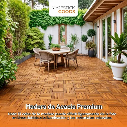 Vista 8 de Majestick Goods Paquete de 8 azulejos de madera de acacia entrelazados