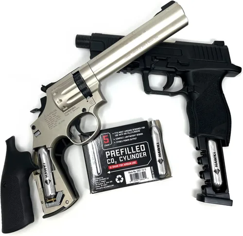 Vista 3 de Hawki Cartuchos de CO2 de 0.42 oz para pistolas de aire, pistolas BB, pistolas de Airsoft y accesorios de paintball