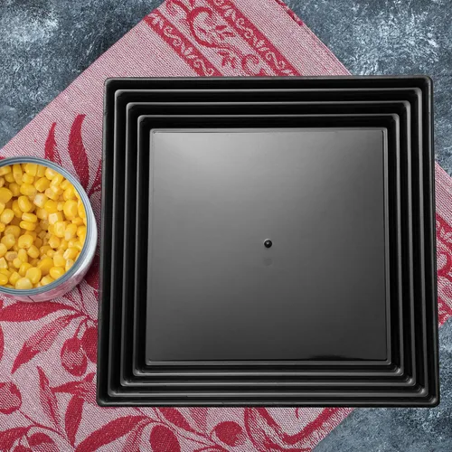 Vista 7 de Smarty Had A Party Bandeja de plástico desechable para servir 24 piezas, platos cuadrados pesados de 12 pulgadas para aperitivos, bodas, cumpleaños