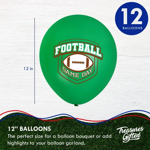 Vista 2 de Treasures Gifted Globos de fútbol – Paquete de 12 globos de helio de fútbol de 12 pulgadas – Decoraciones de fútbol – Suministros para fiestas