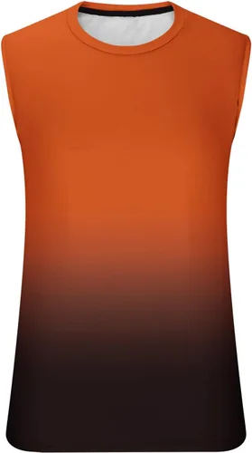 Vista 4 de Camisas hawaianas para hombre, ajuste clásico, cuello redondo, sin mangas, color degradado, camiseta sin mangas para verano, camiseta muscular casual