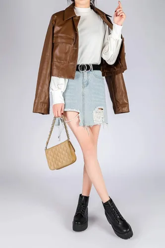 Vista 2 de Earnda Cinturón de piel sintética suave para mujer, para usar con jeans o vestido