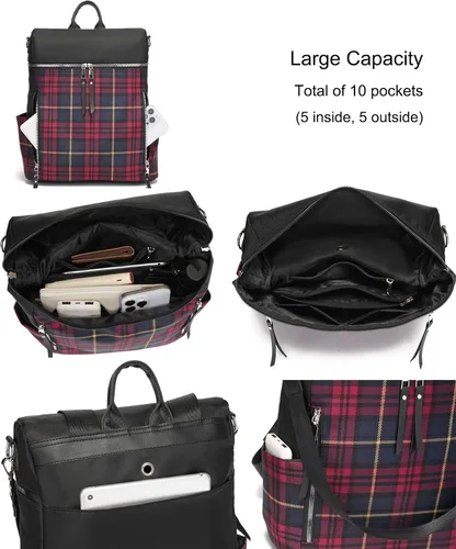 Vista 3 de zhongningyifeng Mochila para mujer, impermeable, ligera, a la moda, casual, de viaje, bolsa de hombro para mujer (negro, grande)
