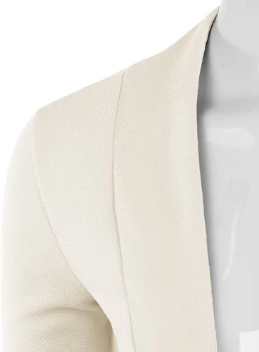 Vista 4 de DOUBLJU Bolero - Chaqueta corta con frente abierto, manga 34, básica, para negocios, casual, para mujer, talla grande