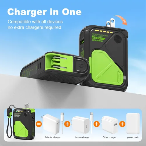 Vista 2 de SEANCHEER Cargador portátil P05, banco de energía magnético, pequeño banco de energía inalámbrico, paquete de batería de 10000 mAh esenciales