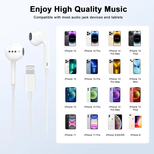 Vista 11 de Paquete de 2 auriculares con cable para iPhone, micrófono integrado y control de volumen, auriculares de reducción de Nosie compatibles con iPhone