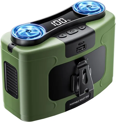 Vista 14 de Astaowl ventilador de cintura personal de 12000 mAh, clip recargable USB para la cintura para trabajar, 10 velocidades y 23H de enfriamiento