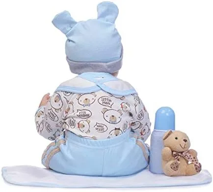 Vista 3 de Ropa de muñeca Reborn para niño, 5 piezas para muñeca Reborn de 17 a 18 pulgadas, conjunto de traje azul