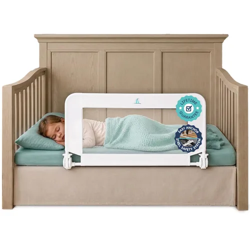 Vista 8 de Hiccapop Barandilla convertible para cuna para niños pequeños, protector de riel de cuna con anclaje reforzado de seguridad