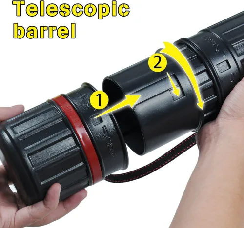 Vista 3 de DEWEL Tubo de dibujo, estuche de arte telescópico, tubo de plástico grande de almacenamiento negro que se expande de 25 a 40 pulgadas, tubo