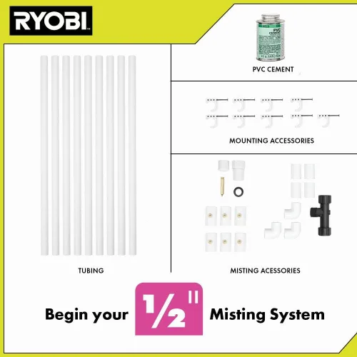 Vista 2 de RYOBI PMC1217K Kit profesional de nebulización de PVC de 1/2 pulgada x 12 pies