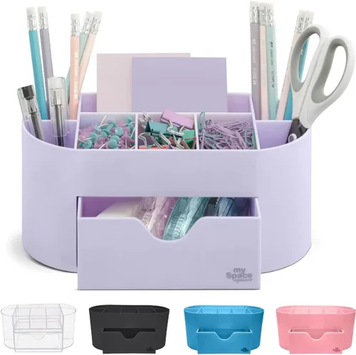 Vista 8 de My Space Organizers Organizador de escritorio azul para suministros de oficina y accesorios de escritorio, soporte para bolígrafos, organización