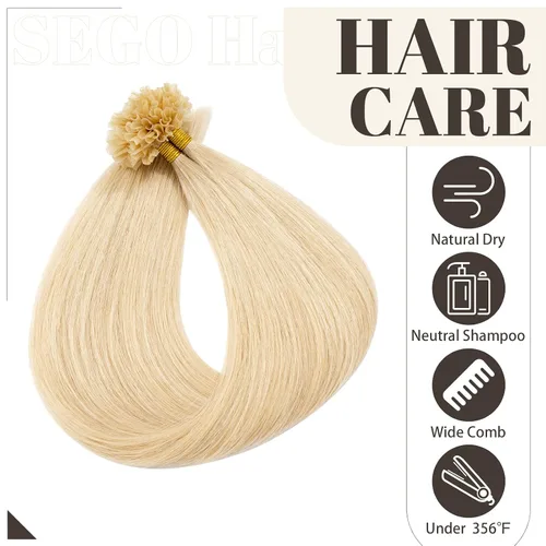 Vista 111 de SEGO Extensiones de cabello humano con micro cuentas, extensiones de cabello humano con micro bucle, lacio, natural, fusión fría, 1.76 oz/paquete