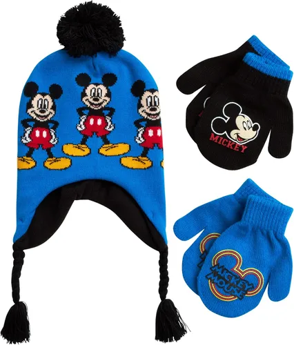 Vista 10 de Disney Conjunto de gorro de invierno de Mickey Mouse y 2 pares de guantes o guantes (edad 2-7)