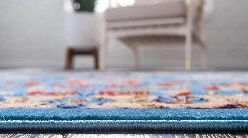 Vista 4 de Unique Loom Espahan Collection - Alfombra de área Cape Cod (2 pies 2 pulgadas x 3 pies 1 pulgada, rectangular, azul/negro)