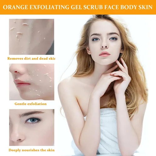 Vista 3 de Gel exfoliante naranja para cara y cuerpo, gel de pelado naranja, piel hidratante profunda y suciedad de poros de limpieza (2 unidades)