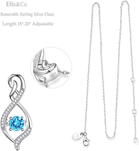 Vista 3 de Regalos de cumpleaños para mujeres, collar de amor infinito para esposa, mamá, piedras de nacimiento de septiembre, ópalo de zafiro azul, rosa