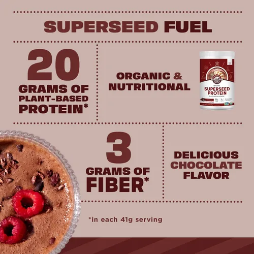 Vista 3 de Manitoba Harvest Proteína en polvo de supersemilla de chocolate orgánico, 15.9 oz