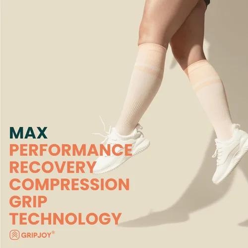 Vista 5 de Gripjoy Compression Socks with Grips for Women & Men - 15-20mmHg - Knee High Non-slip Socks