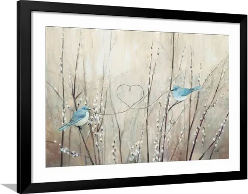 Vista 10 de ART.COM Lienzo enmarcado para pared, cuerda neutra de pájaros bonitos por Julia Purinton, decoración de animales, 18 x 12 pulgadas, marco negro