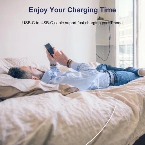 Vista 8 de Cable USB C a USB C para iPhone15/Pro/Max/Mini, paquete de 2 cables Usbc a Usbc de 60 W de 3 pies, tipo cable de carga