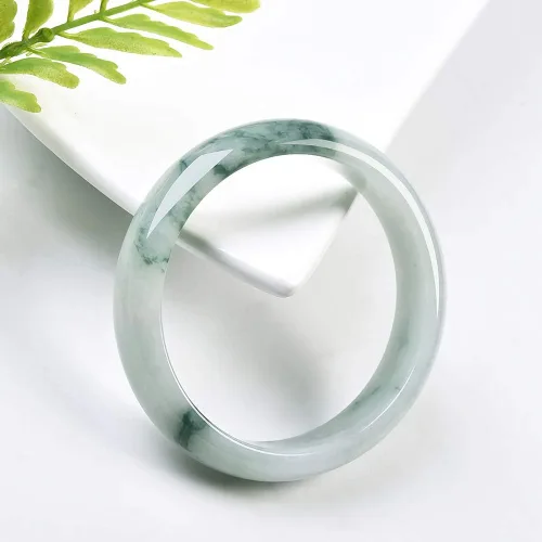 Vista 4 de HSUMING Pulsera de jade chino con flores flotantes verdes de piedra natural para mujer, A0001