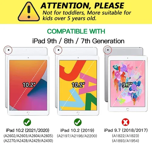 Vista 2 de Grifobes - Funda para iPad de 9.ª generación, para iPad de 8.ª/7.ª generación 2021/2020/2019, funda protectora resistente de 10.2" con soporte