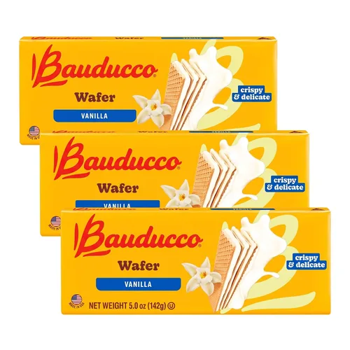 Vista 16 de Bauducco Galletas de oblea, chocolate y avellana, porción individual, 14.1 onzas (paquete de 10), obleas crujientes envueltas individualmente