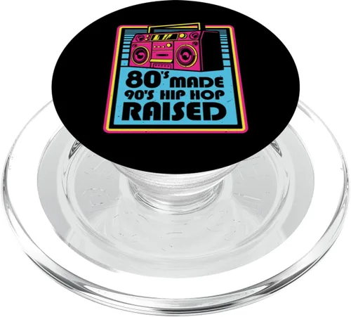 Vista 7 de 80s Made 90s Hip Hop Music Lover Retro Cassette Tape Boombox PopSockets Standard PopGrip
