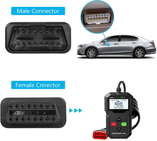 Vista 4 de CERRXIAN 30cm/1ft OBD2 OBDII 16 Pin Splitter Y Cable 1 macho a 2 Cable de extensión hembra