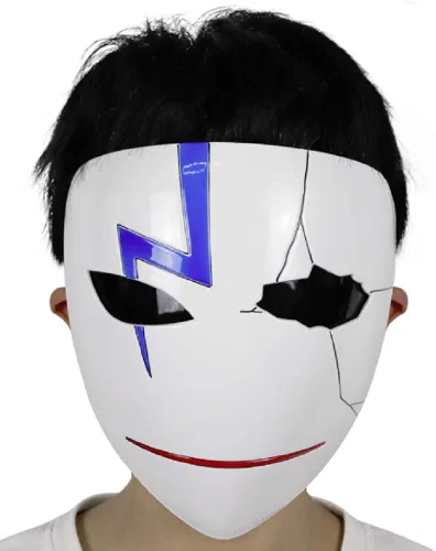Vista 6 de GK-O Anime Más oscuro que Negro Máscara Cosplay HEI Lee Máscara Halloween Prop Disfraz