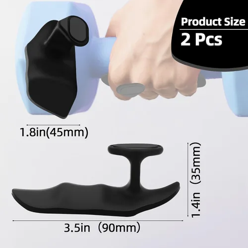 Vista 2 de Puños para levantamiento de pesas, guantes de entrenamiento ergonómicos para mujeres y hombres, agarres de goma para gimnasio sin dedos, agarres