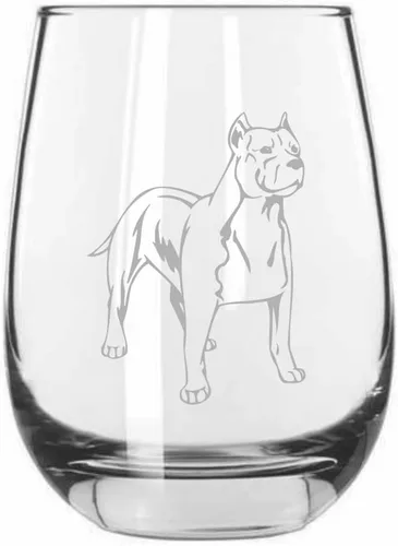 Vista 362 de Shar Pei (chino) - Vaso de vino sin tallo grabado para perro, 15.25 onzas