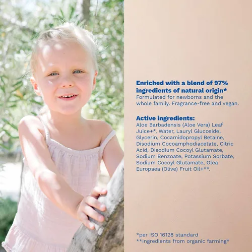 Vista 8 de Mustela Gel limpiador orgánico certificado – Gel de lavado natural para cabello y cuerpo con aceite de oliva y aloe vera – para bebés, niños