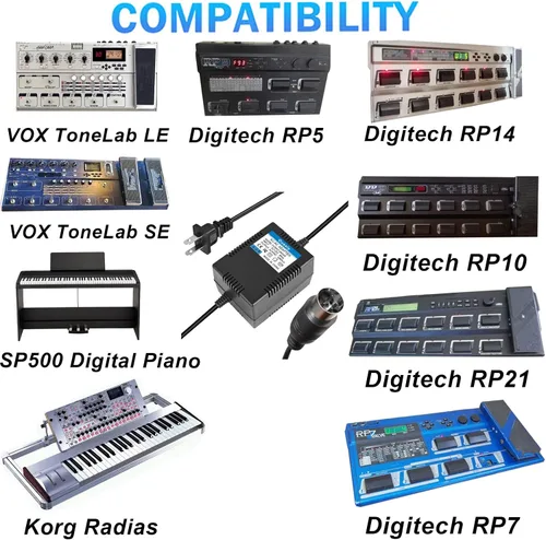 Vista 2 de Adaptador 9VCA para mezclador Korg KM2 Karma N1 N1R N5 N5EX TR TR88 Triton LE sintetizador Triton Rack SP500 Piano digital TP-2 Preamplificador