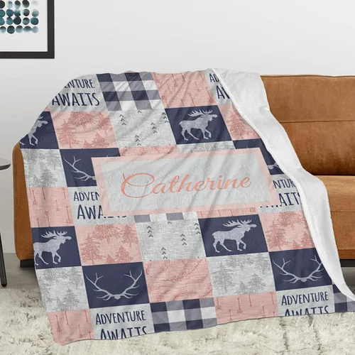 Vista 2 de Manta personalizada con nombre, manta de bebé personalizada para niños y niñas, manta personalizada con nombre para niños y adultos, manta de bosque