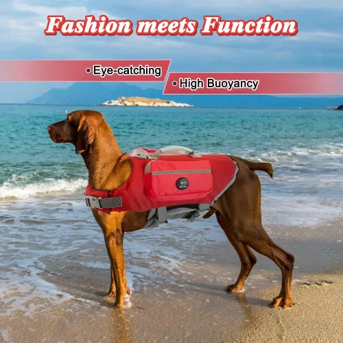 Vista 2 de EMUST Chaleco flotante para perros, chaleco salvavidas para perros pequeños con asa de rescate, chaleco salvavidas para perros pequeños, salvavidas