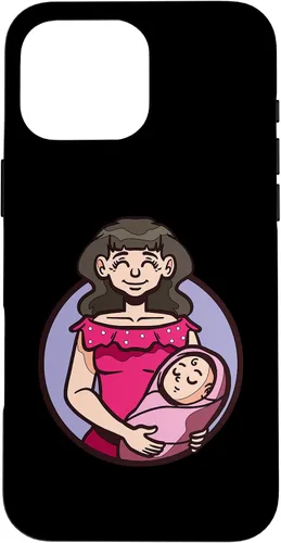 Vista 19 de iPhone XR dibujos animados madre sosteniendo bebé ilustración para niños caso