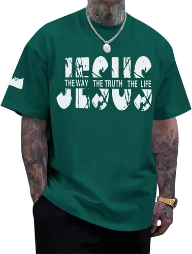 Vista 8 de Camisas de fe cristiana de Jesús para hombres, con versículo bíblico religioso, cruz religiosa, camiseta inspiradora, camisetas gráficas de gran