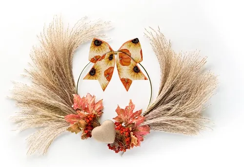 Vista 3 de ALIBBON 10 lazos de otoño para corona, lazos de corona de Acción de Gracias, lazos de calabaza de flores naranjas, adornos de corona, decoración