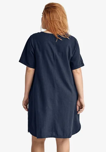 Vista 3 de ellos Vestido de mezcla de lino para mujer de talla grande